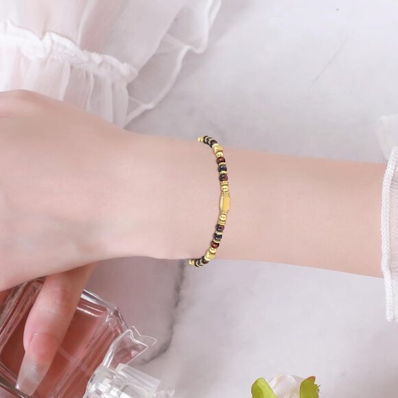 Gold & Brown Boho Beaded Bracelets for Women Trendy Jewelry Gifts for Lover, Mom - Picture 2 of 7